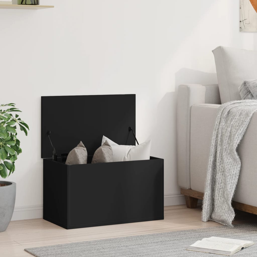 Storage Box Black 60x35x35 cm Engineered Wood
