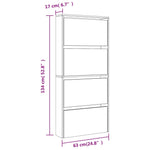 Shoe Cabinet with Mirror 4-Layer High Gloss White 63x17x134 cm