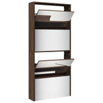 Shoe Cabinet with Mirror 4-Layer Brown Oak 63x17x134 cm