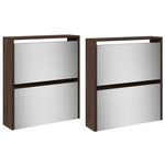 Shoe Cabinet with Mirror 4-Layer Brown Oak 63x17x134 cm