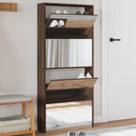 Shoe Cabinet with Mirror 4-Layer Brown Oak 63x17x134 cm