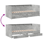 Daybed with Drawers without Mattress Concrete Grey 75x190 cm Small Single