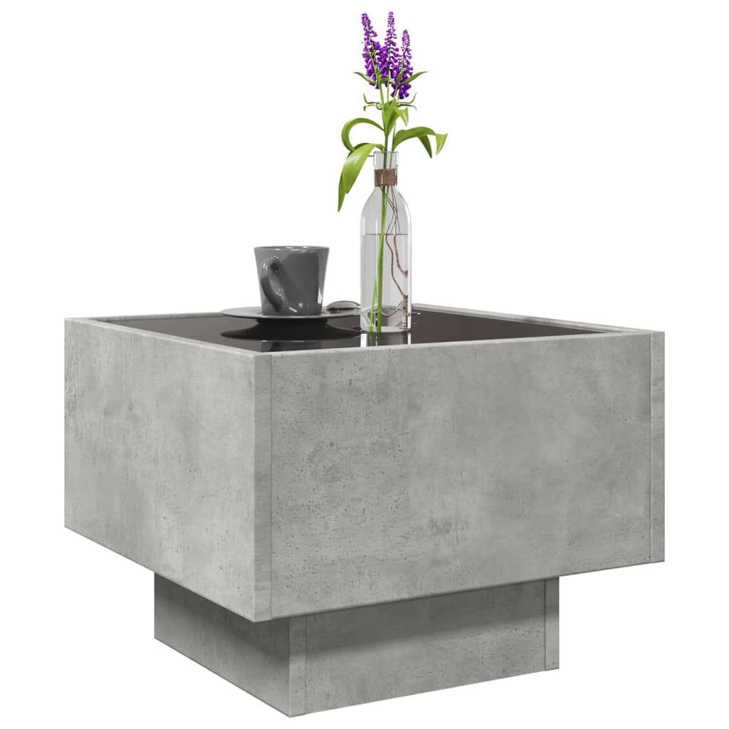 Side Table with LED Concrete Grey 40x40x30 cm Engineered Wood