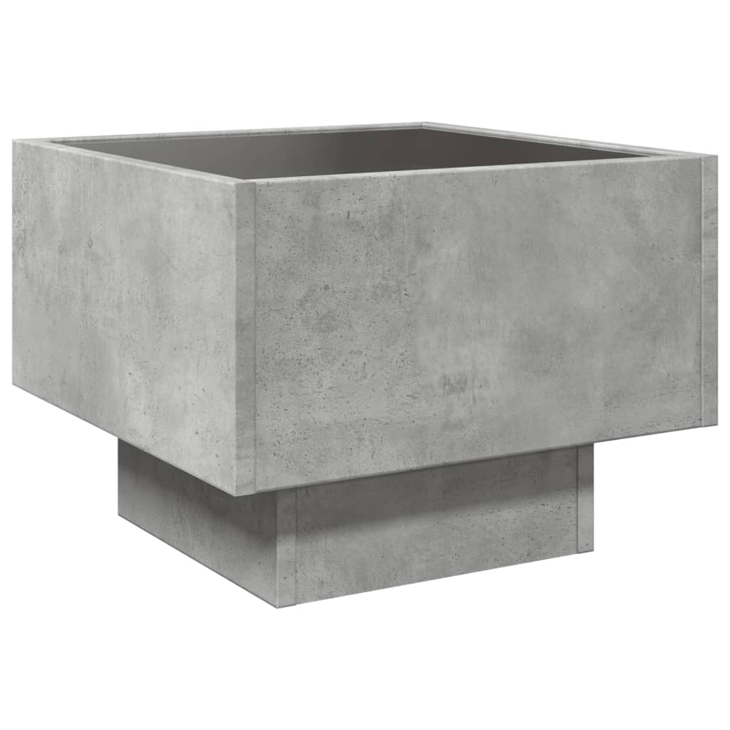 Side Table with LED Concrete Grey 40x40x30 cm Engineered Wood