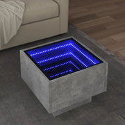 Side Table with LED Concrete Grey 40x40x30 cm Engineered Wood
