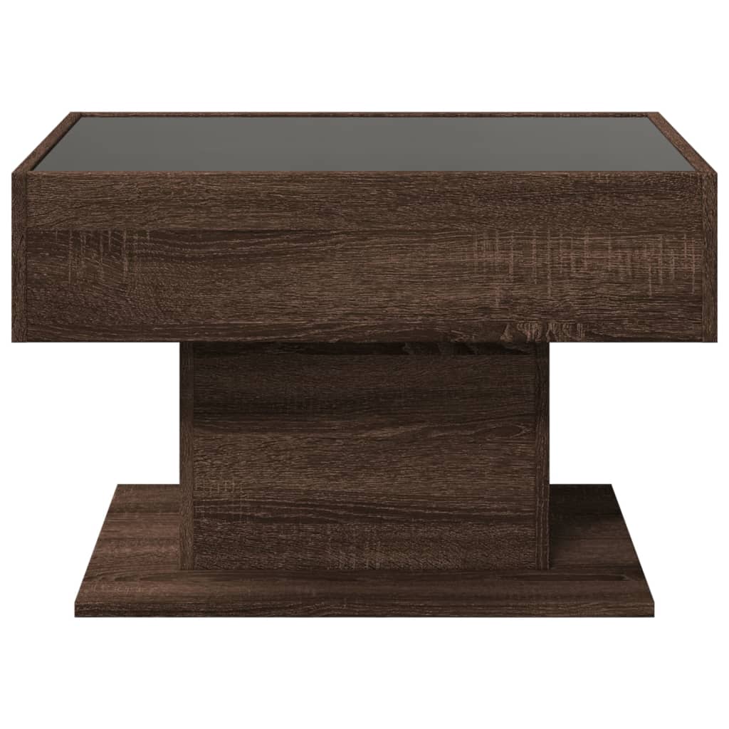 Coffee Table with LED Brown Oak 70x50x45 cm Engineered Wood