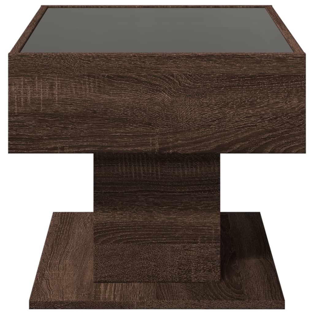 Coffee Table with LED Brown Oak 70x50x45 cm Engineered Wood