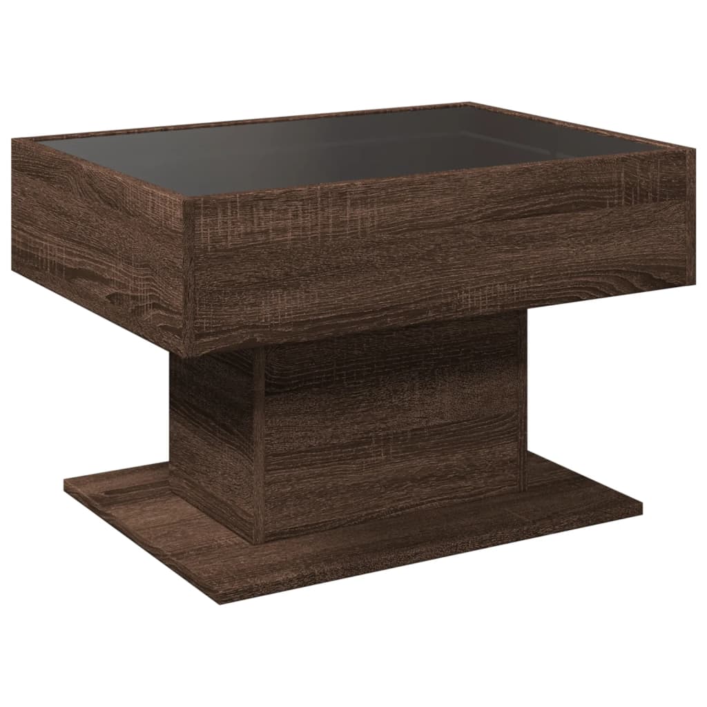 Coffee Table with LED Brown Oak 70x50x45 cm Engineered Wood