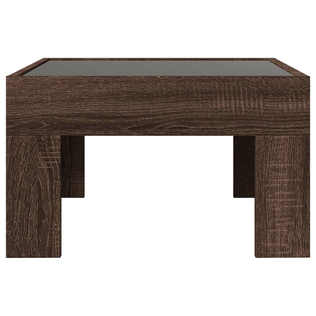 Coffee Table with Infinity LED Brown Oak 50x50x30 cm