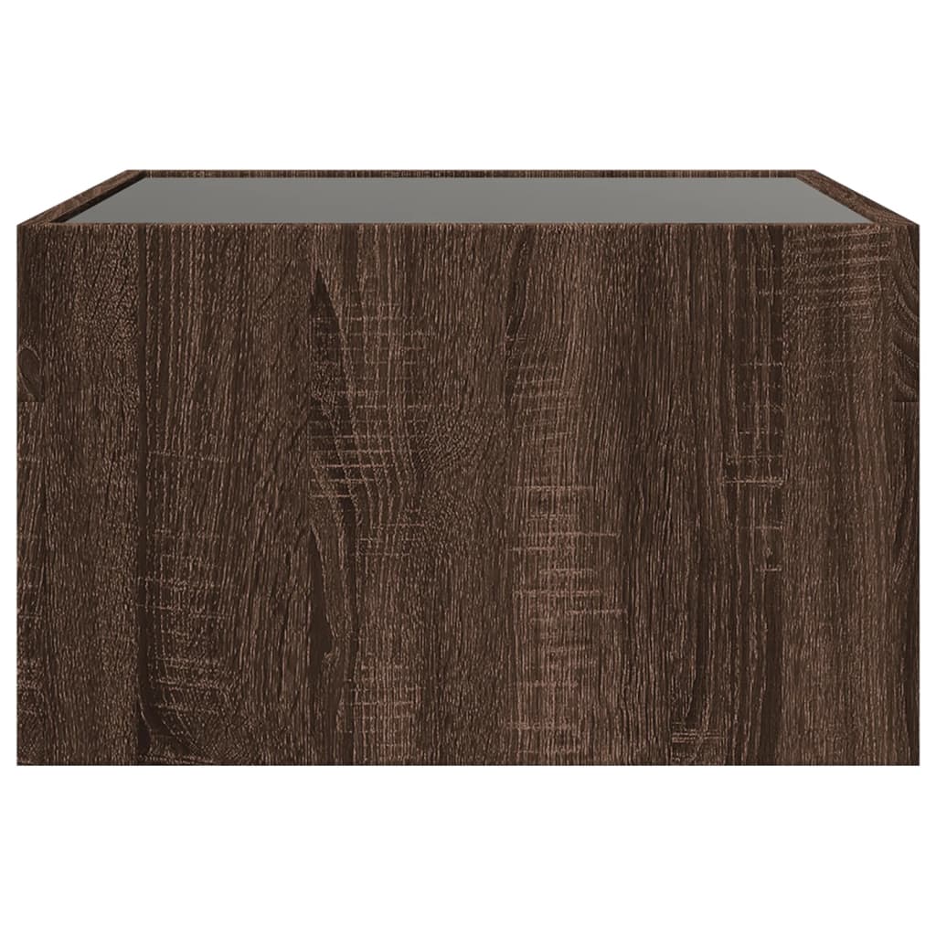 Coffee Table with Infinity LED Brown Oak 50x50x30 cm