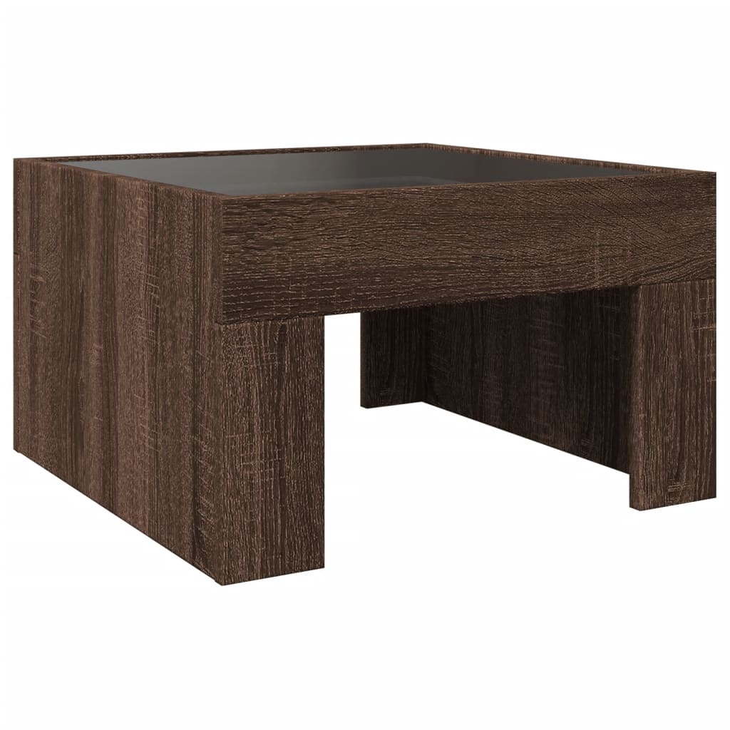 Coffee Table with Infinity LED Brown Oak 50x50x30 cm