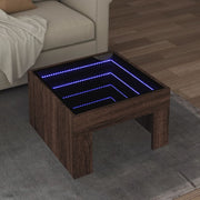 Coffee Table with Infinity LED Brown Oak 50x50x30 cm
