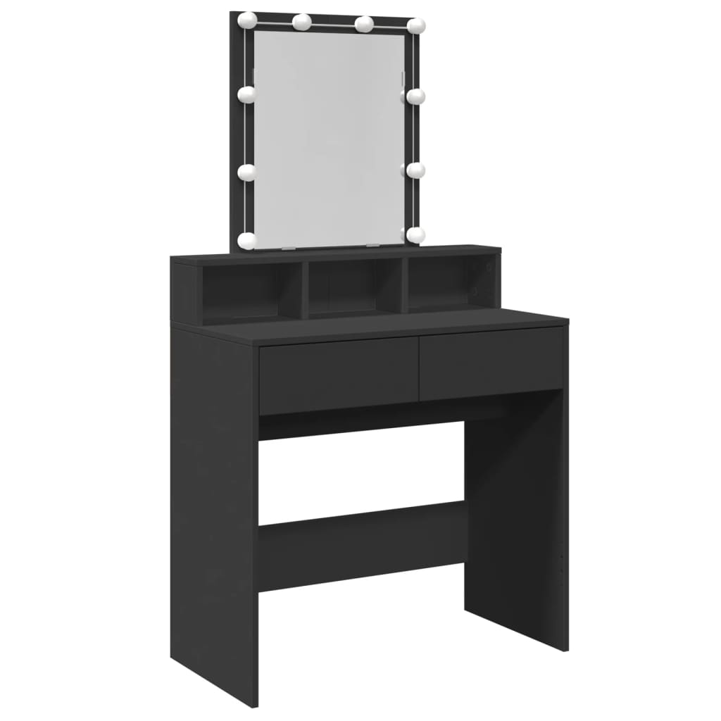 Dressing Table with LED Black 80x41x144.5 cm