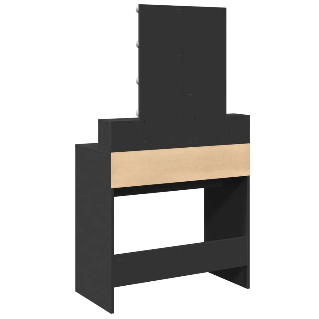 Dressing Table with LED Black 80x41x144.5 cm