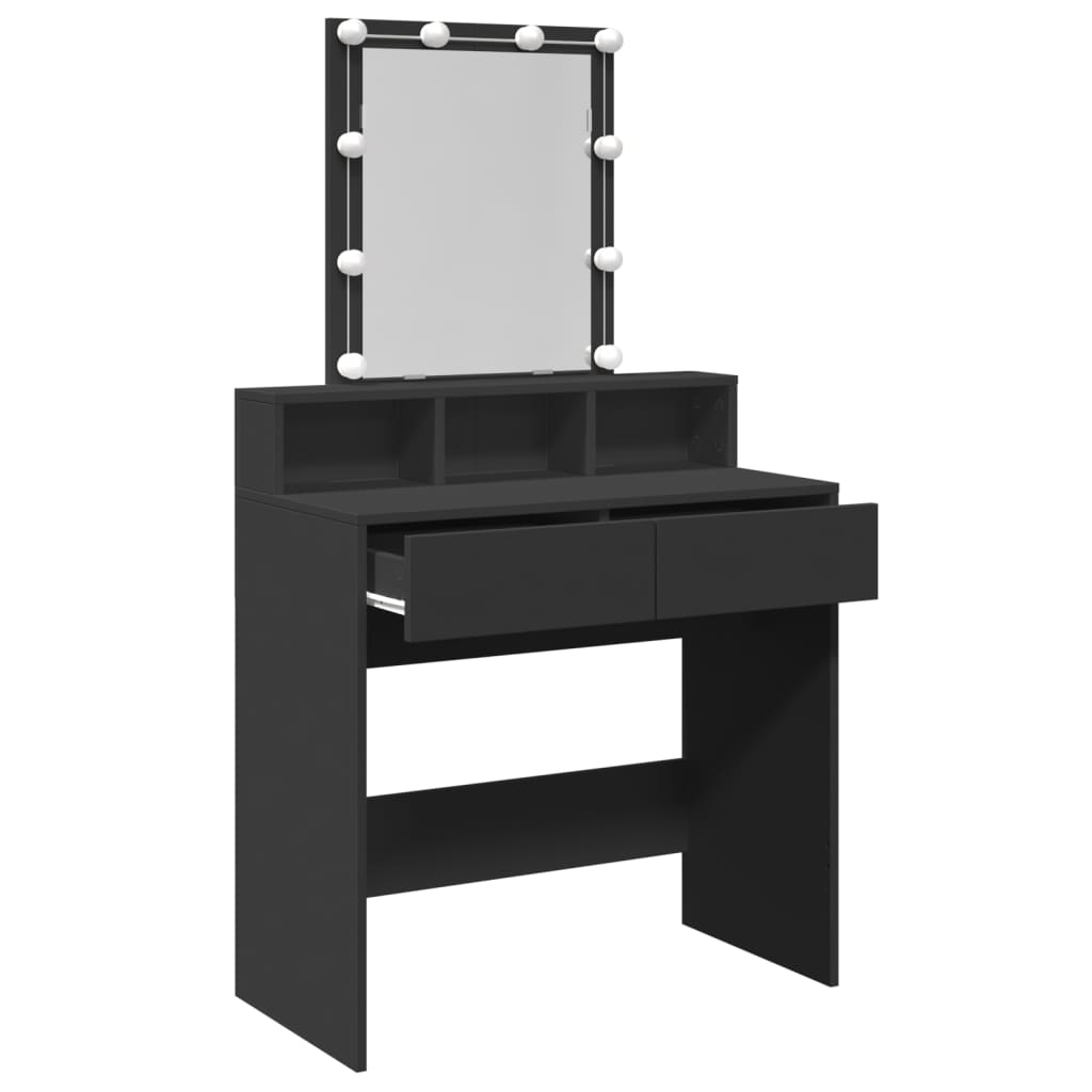 Dressing Table with LED Black 80x41x144.5 cm
