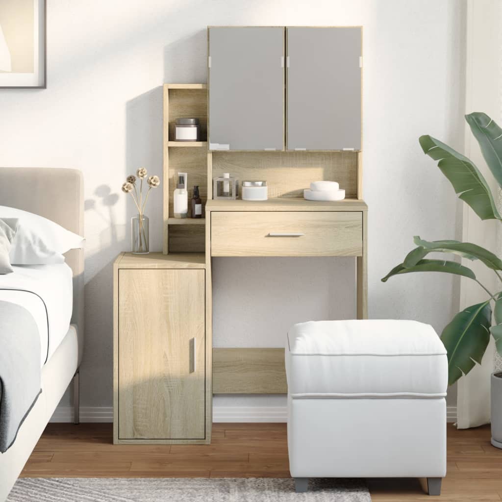 Dressing Table with Cabinet Sonoma Oak 80x35x132 cm