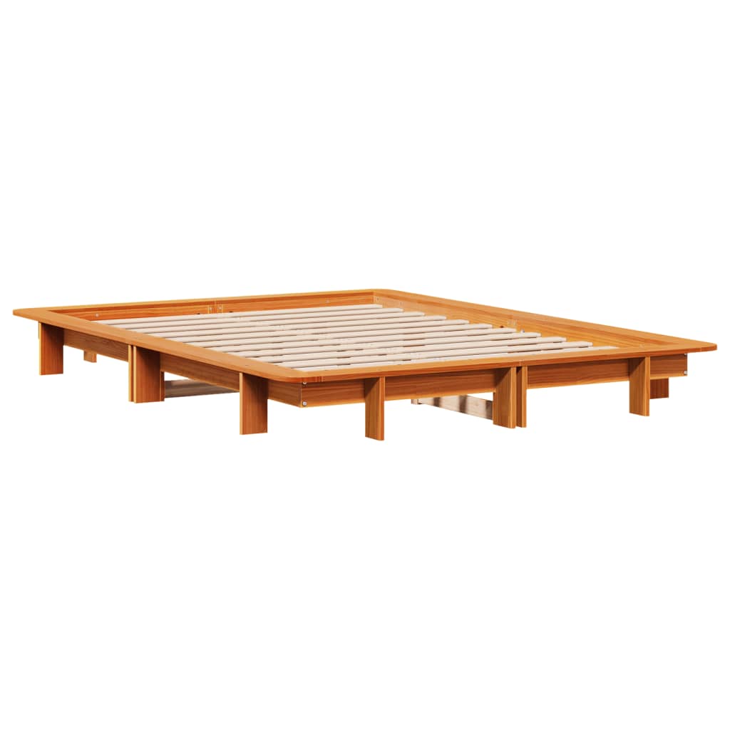 Bed Frame without Mattress Wax Brown 140x190 cm Solid Wood Pine