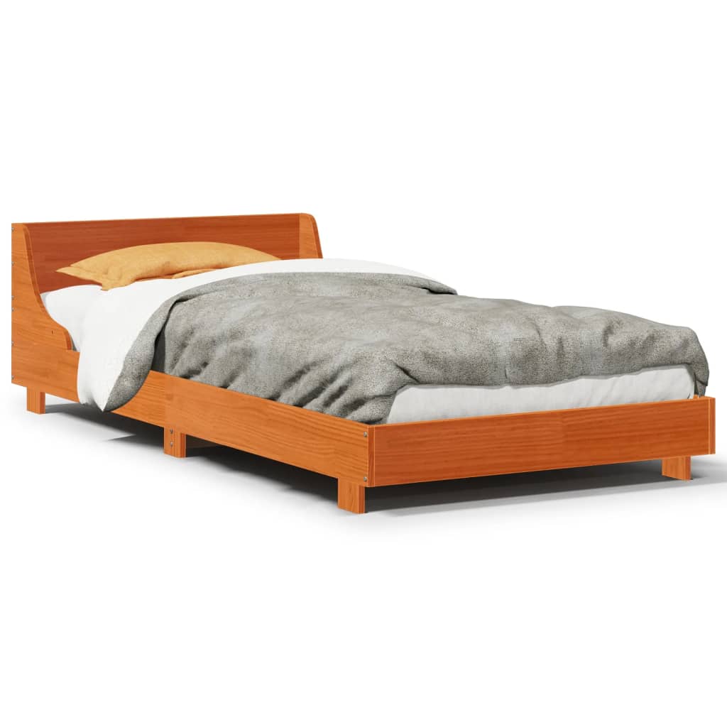 Bed Frame without Mattress Wax Brown 90x200 cm Solid Wood Pine