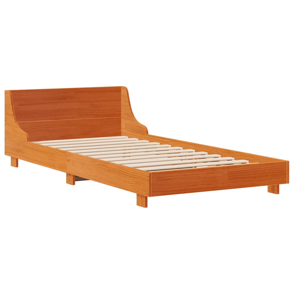 Bed Frame without Mattress Wax Brown 90x200 cm Solid Wood Pine