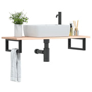 Basin Shelf Wall Mounted Steel and Solid Wood Oak
