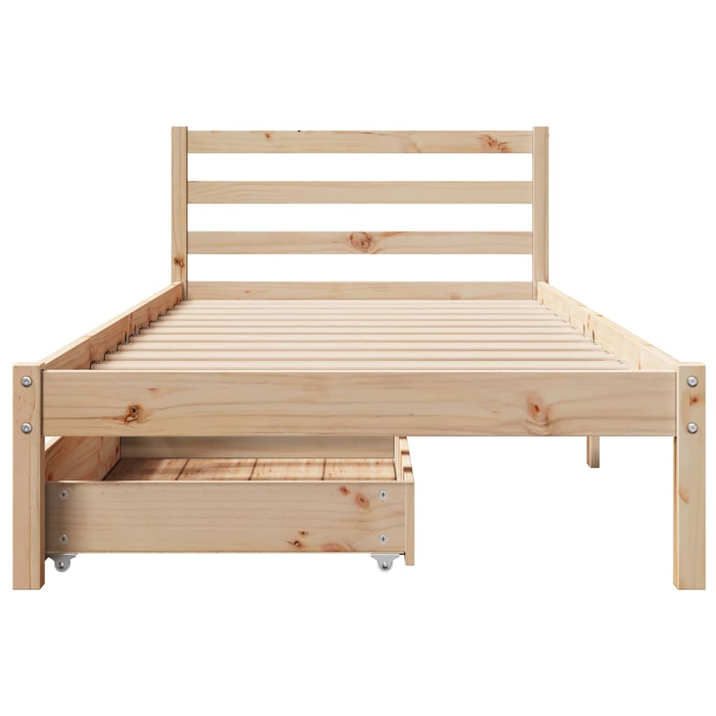 Bed Frame without Mattress 75x190 cm Small Single Solid Wood Pine