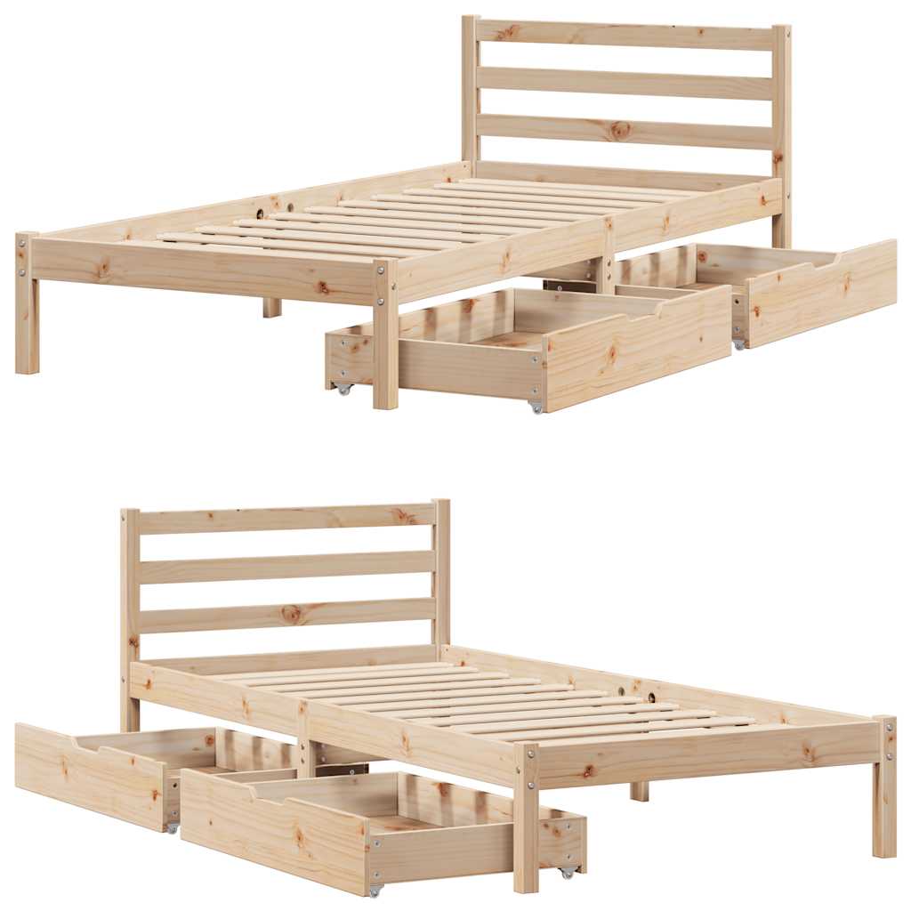 Bed Frame without Mattress 75x190 cm Small Single Solid Wood Pine