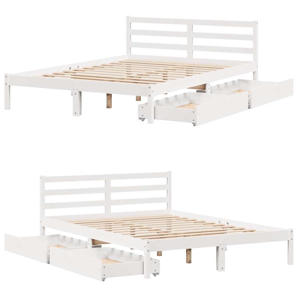 Bed Frame without Mattress White 140x190 cm Solid Wood Pine