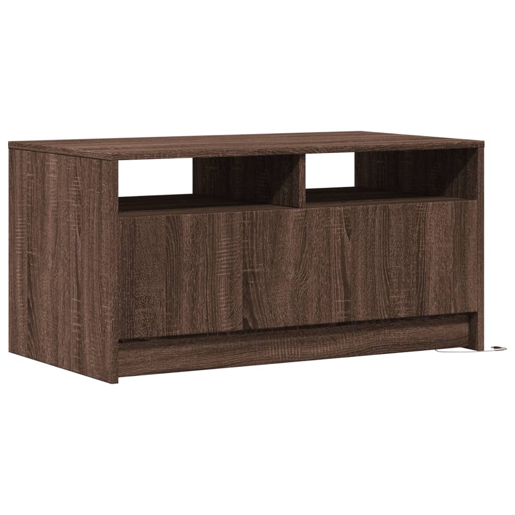 Coffee Table with LED Lights Brown Oak Engineered Wood