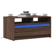 Coffee Table with LED Lights Brown Oak Engineered Wood