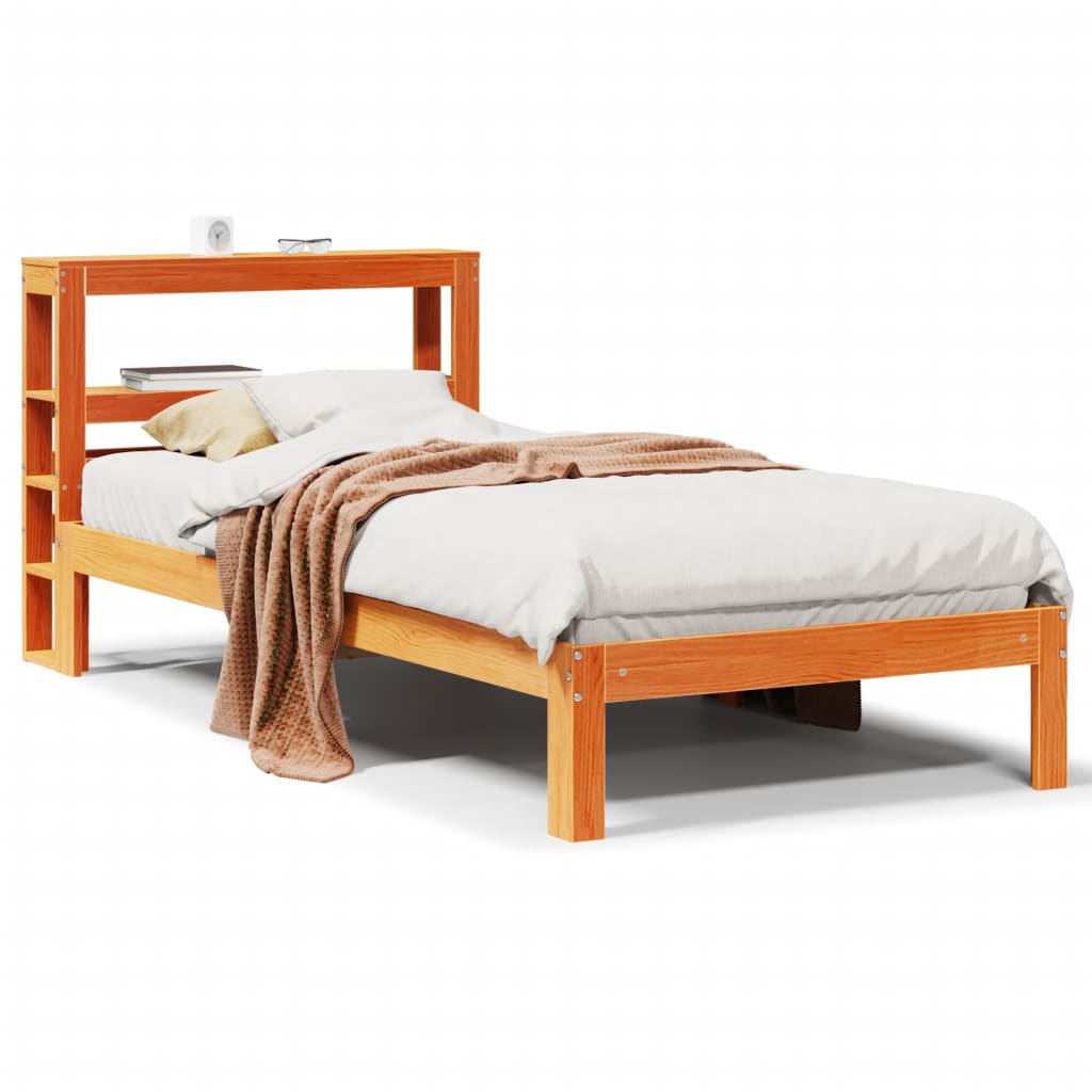 Bed Frame without Mattress Wax Brown 90x200 cm Solid Wood Pine