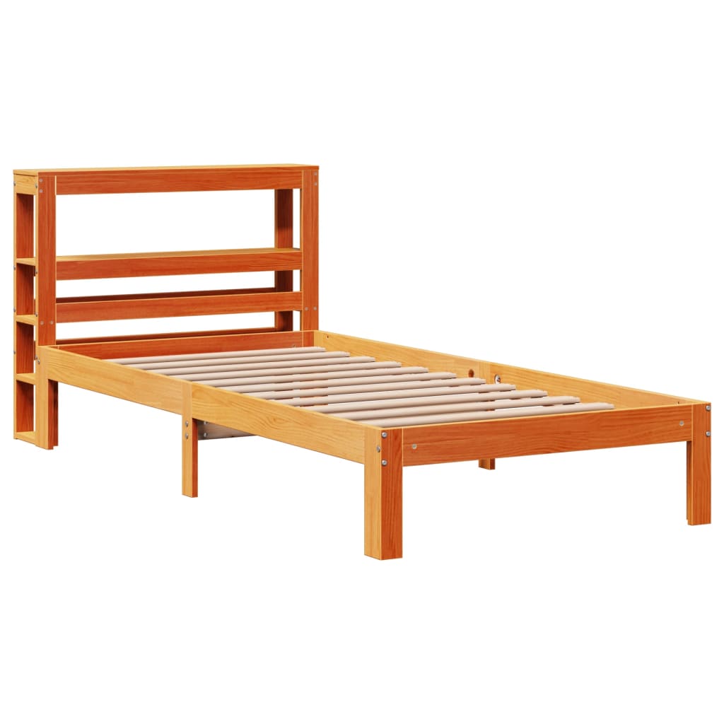 Bed Frame without Mattress Wax Brown 90x200 cm Solid Wood Pine