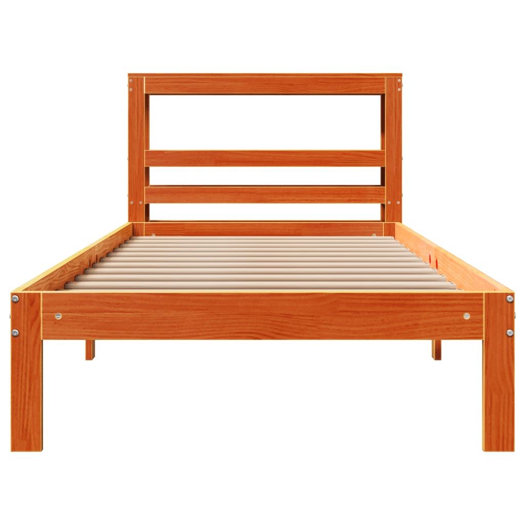 Bed Frame without Mattress Wax Brown 90x200 cm Solid Wood Pine