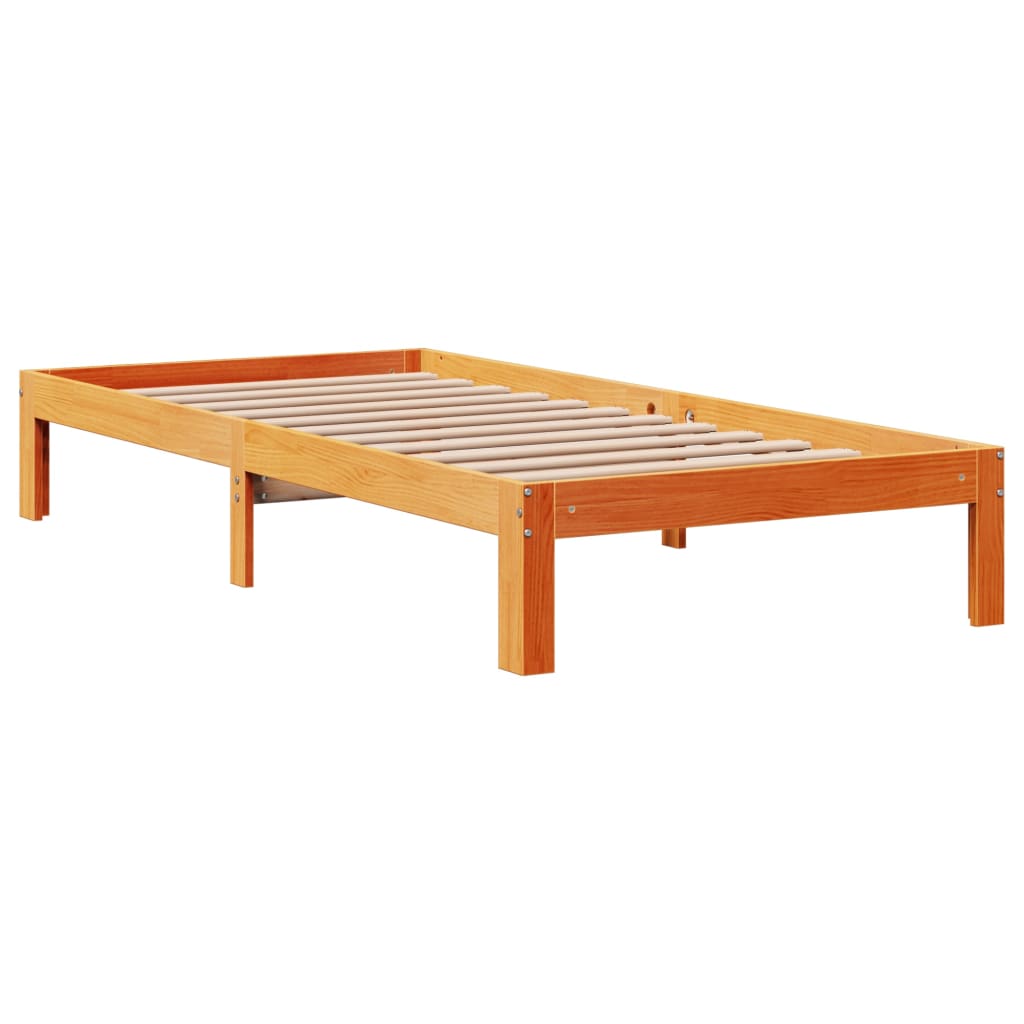 Bed Frame without Mattress Wax Brown 90x200 cm Solid Wood Pine