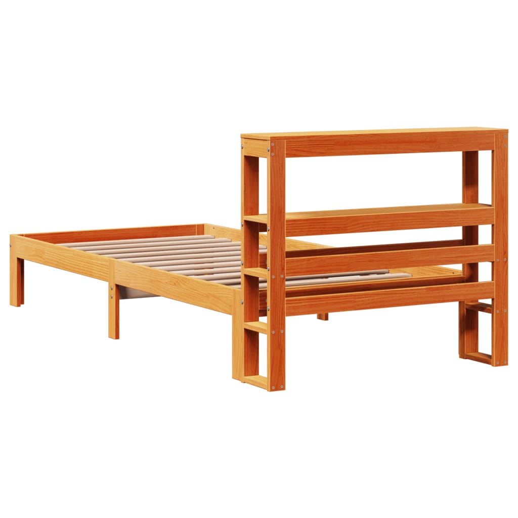 Bed Frame without Mattress Wax Brown 90x200 cm Solid Wood Pine