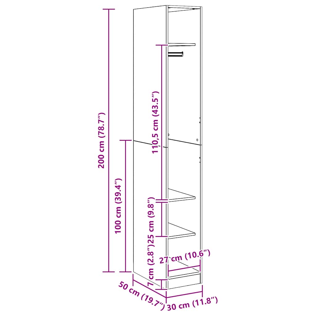 Wardrobe Artisian Oak 30x50x200 cm Engineered Wood