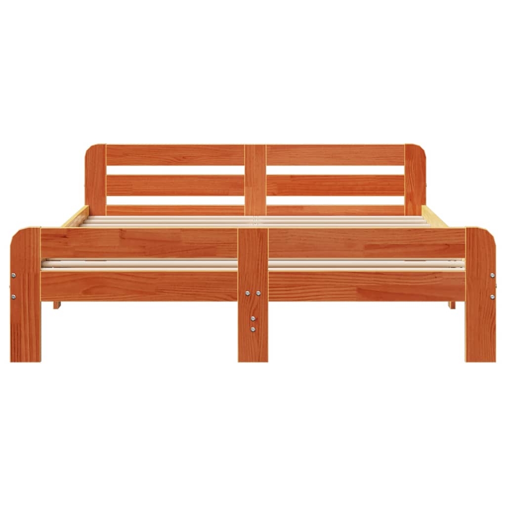 Bed Frame without Mattress Wax Brown 160x200 cm Solid Wood Pine