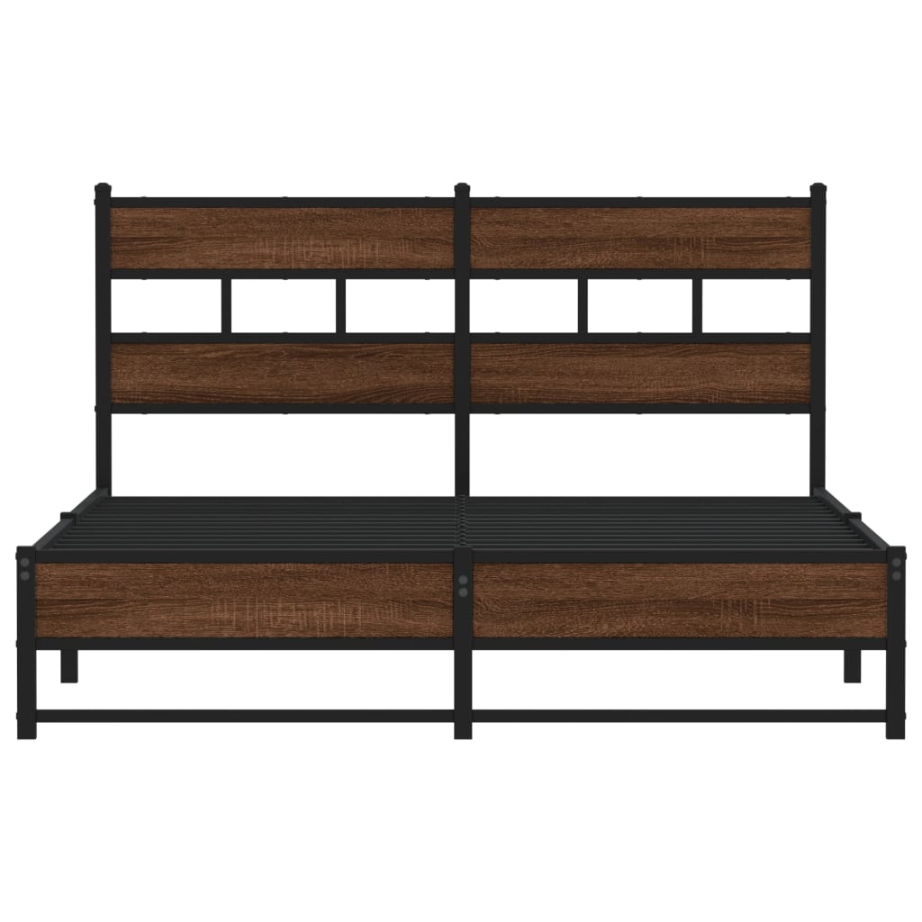 Metal Bed Frame without Mattress Brown Oak 160x200 cm