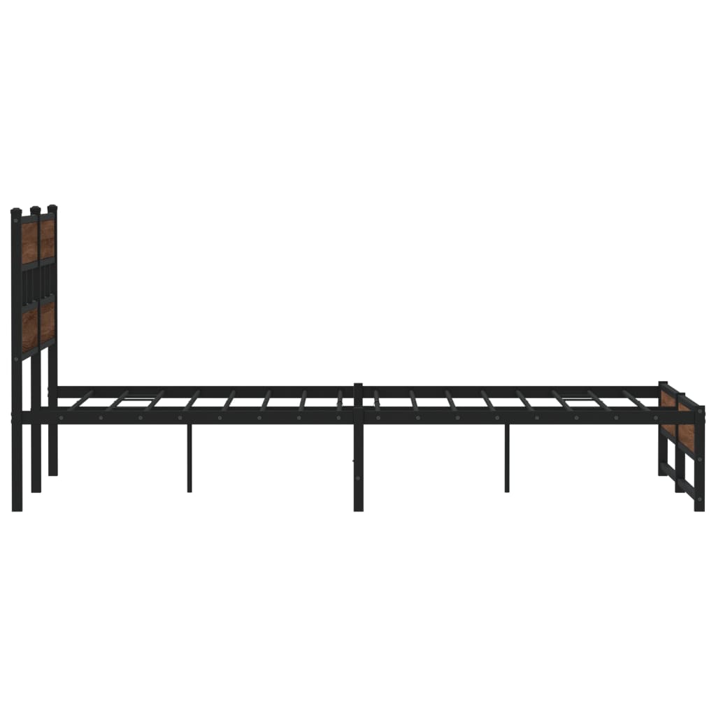 Metal Bed Frame without Mattress Brown Oak 160x200 cm