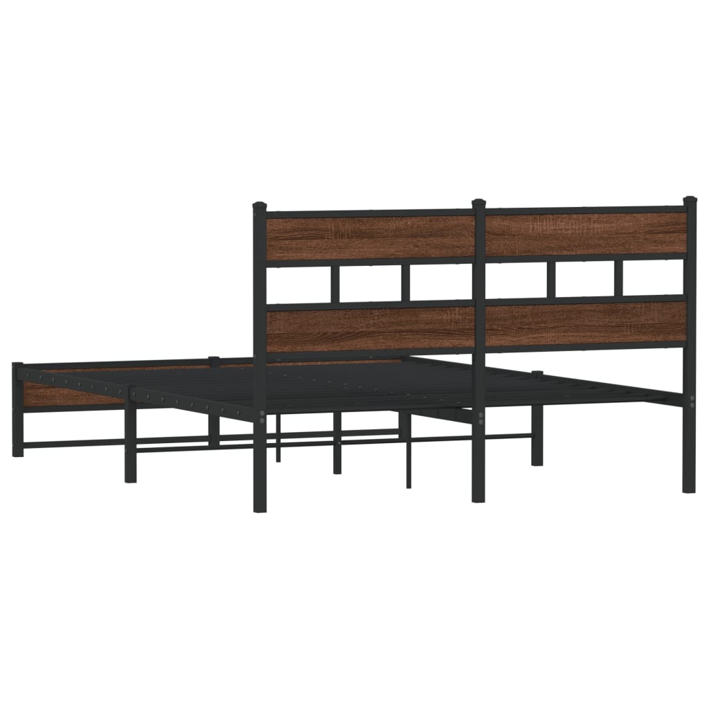 Metal Bed Frame without Mattress Brown Oak 160x200 cm