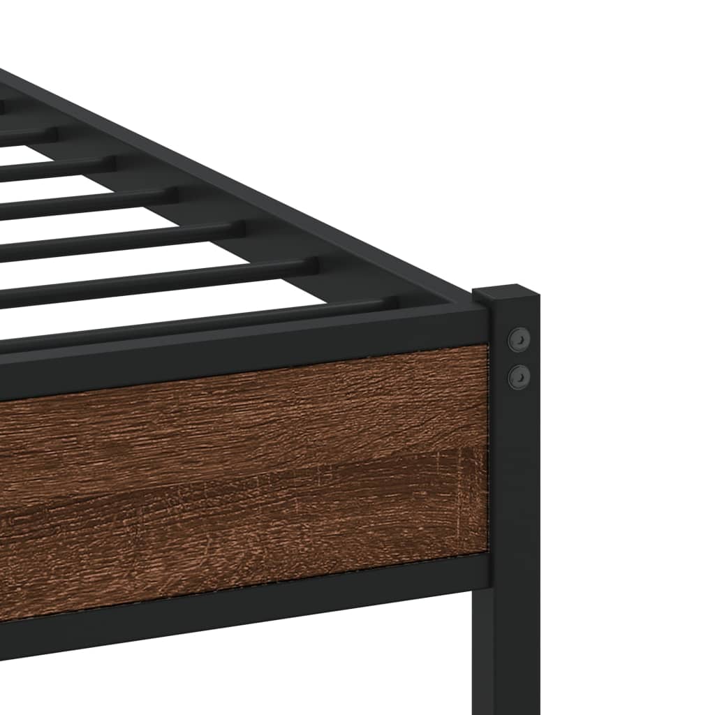 Metal Bed Frame without Mattress Brown Oak 160x200 cm