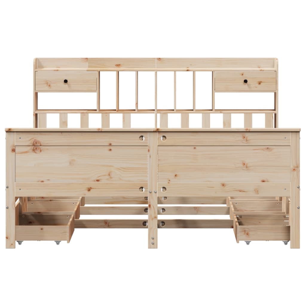Bookcase Bed without Mattress 180x200 cm Super King Solid Wood Pine
