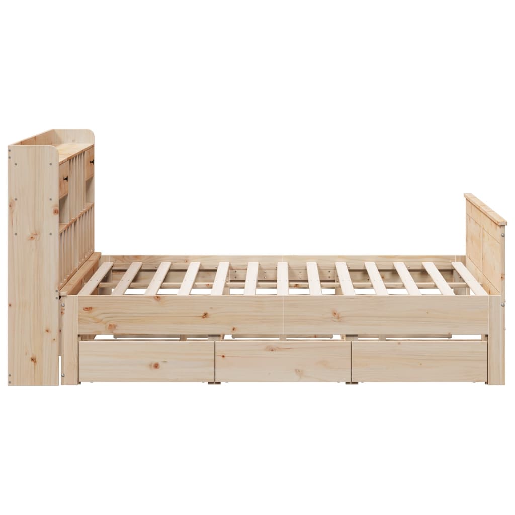 Bookcase Bed without Mattress 180x200 cm Super King Solid Wood Pine