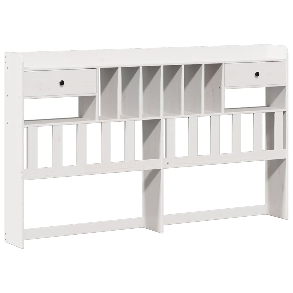 Bookcase Bed without Mattress White 180x200 cm Super King Solid Wood Pine