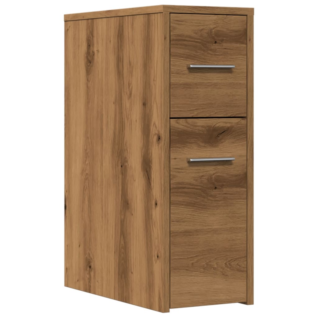 Narrow Bathroom Cupboard with Wheels Artisian Oak Engineered Wood