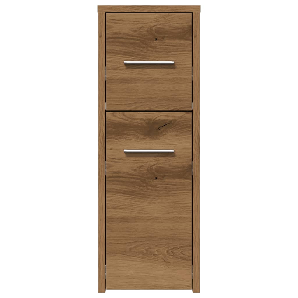 Narrow Bathroom Cupboard with Wheels Artisian Oak Engineered Wood