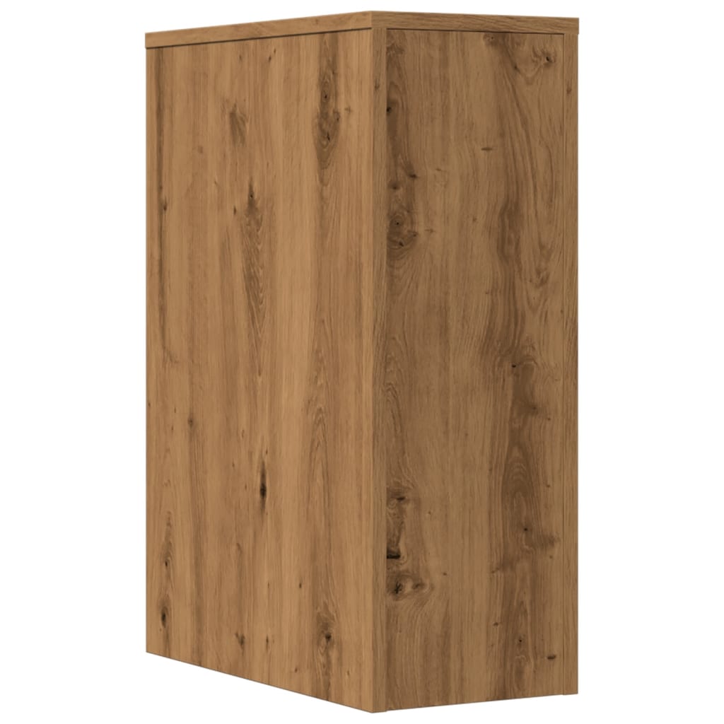 Narrow Bathroom Cupboard with Wheels Artisian Oak Engineered Wood