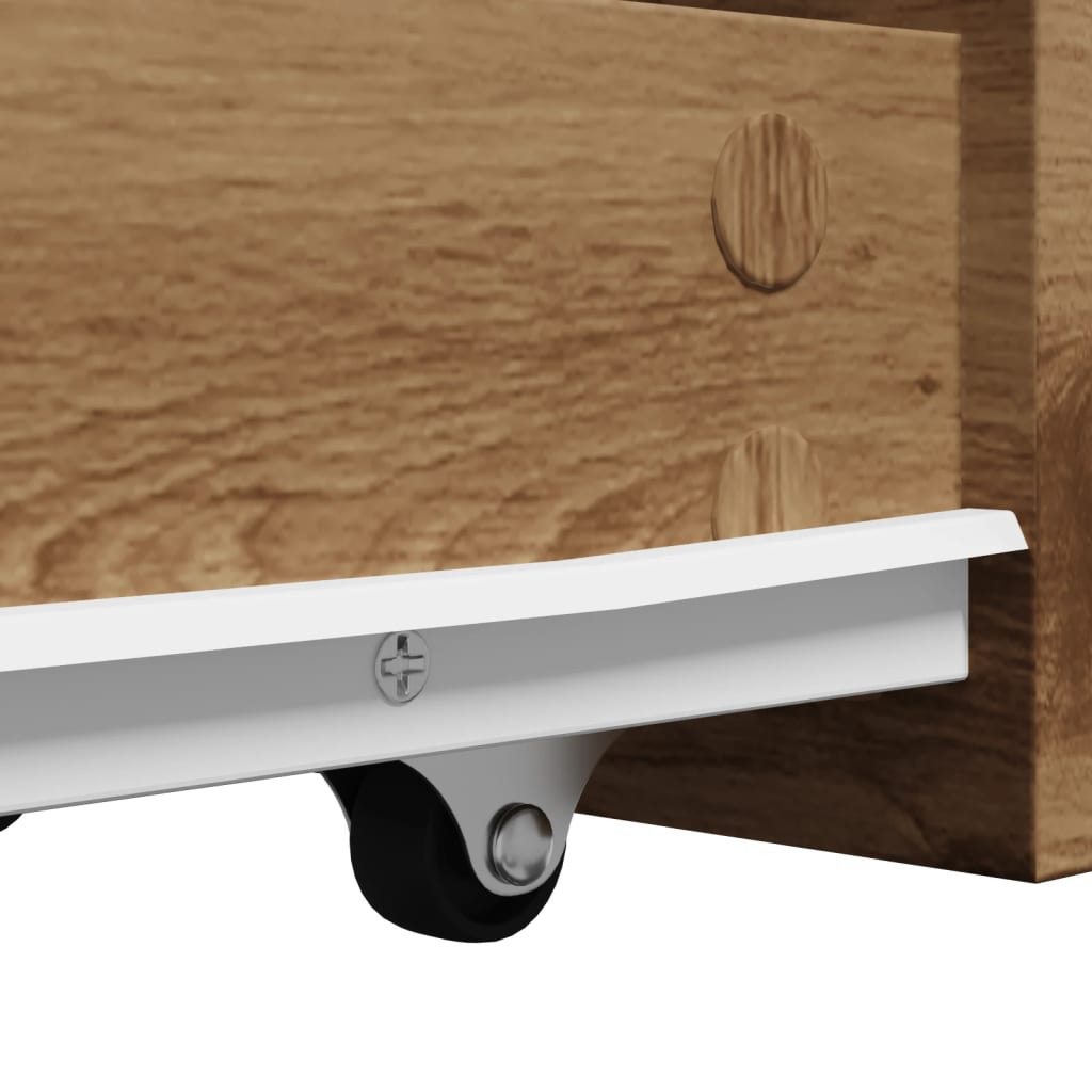 Narrow Bathroom Cupboard with Wheels Artisian Oak Engineered Wood