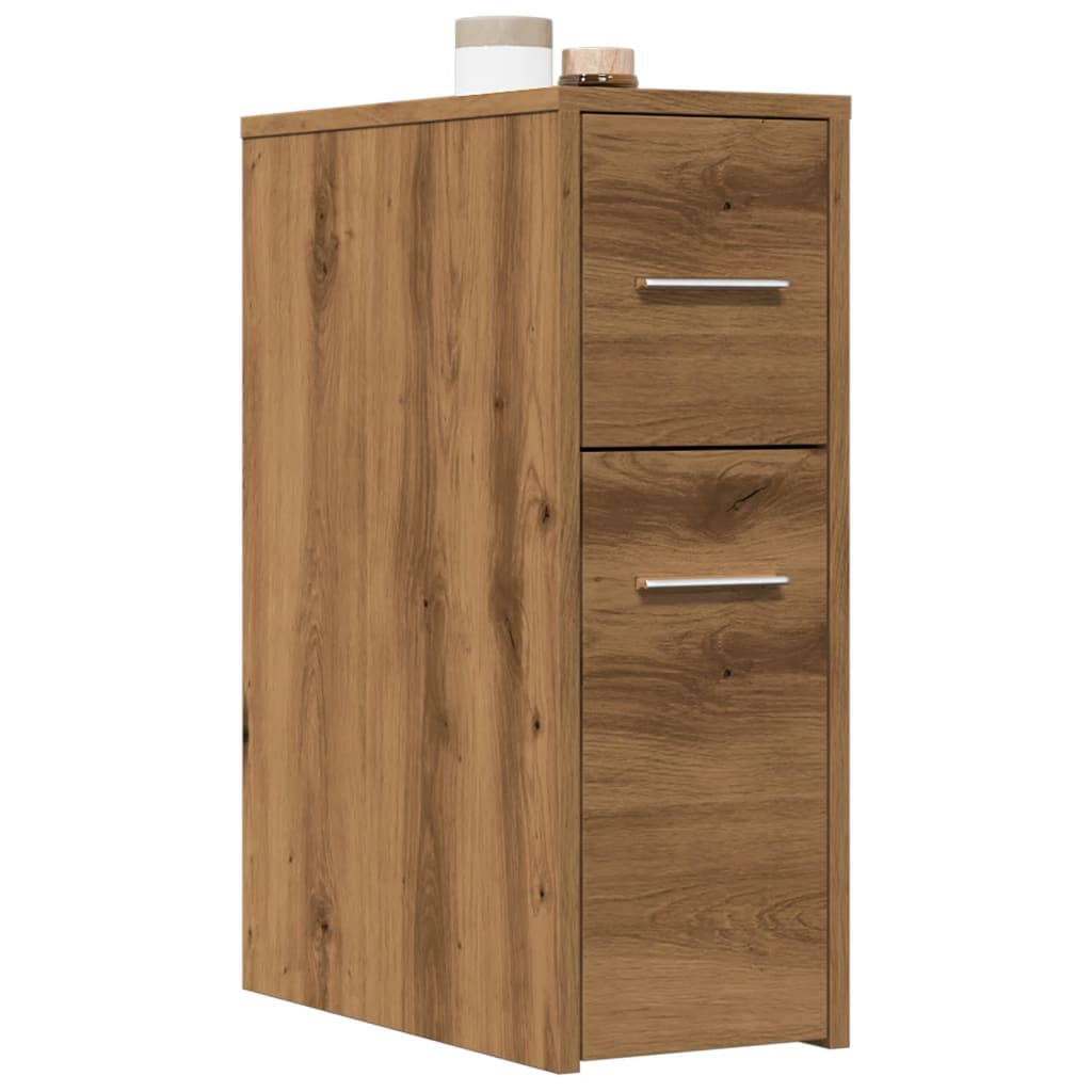 Narrow Bathroom Cupboard with Wheels Artisian Oak Engineered Wood