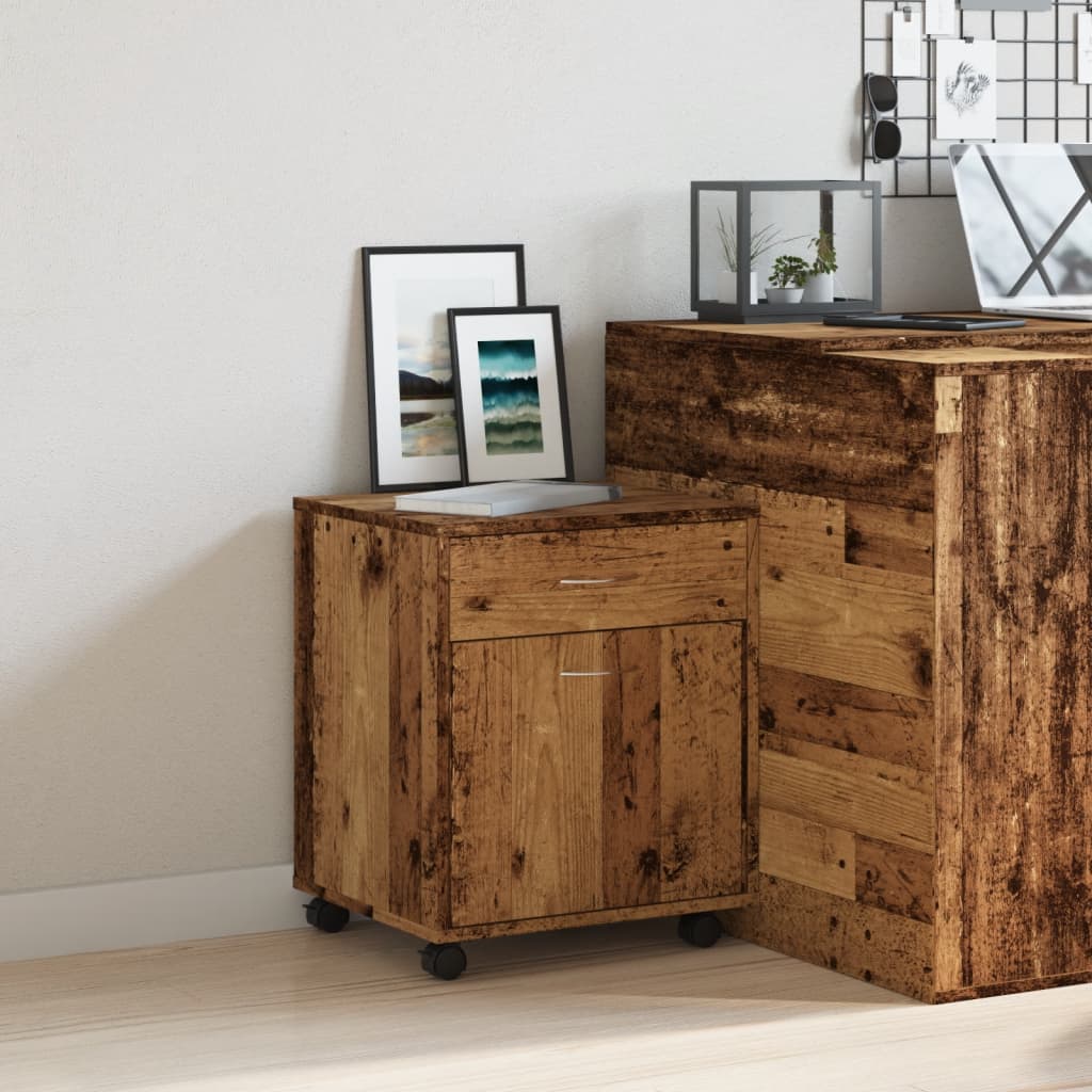 Rolling Cabinet Old Wood 45x38x54 cm Engineered Wood