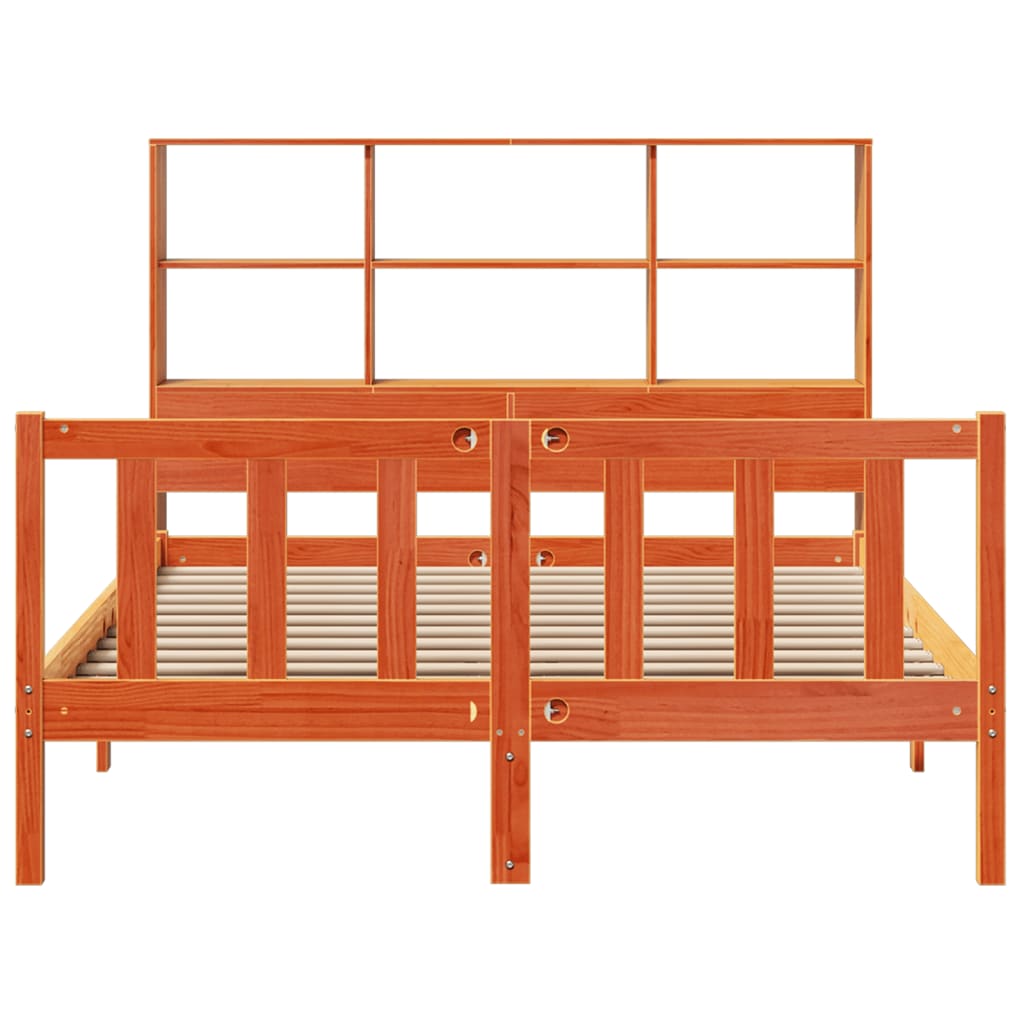 Bookcase Bed without Mattress Wax Brown 120x190 cm Small Double Solid Wood Pine